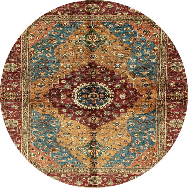 Ahgly Company Tapis d'Intérieur Ronds Abstraits Safran Rouge Persans, 3 Pieds Rond