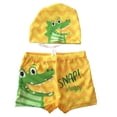thumbnail image 1 of Sunnyoo Toddler Boys Swim Trunks Cartoon Quick Drying Swimming Shorts & Cap, 1 of 3