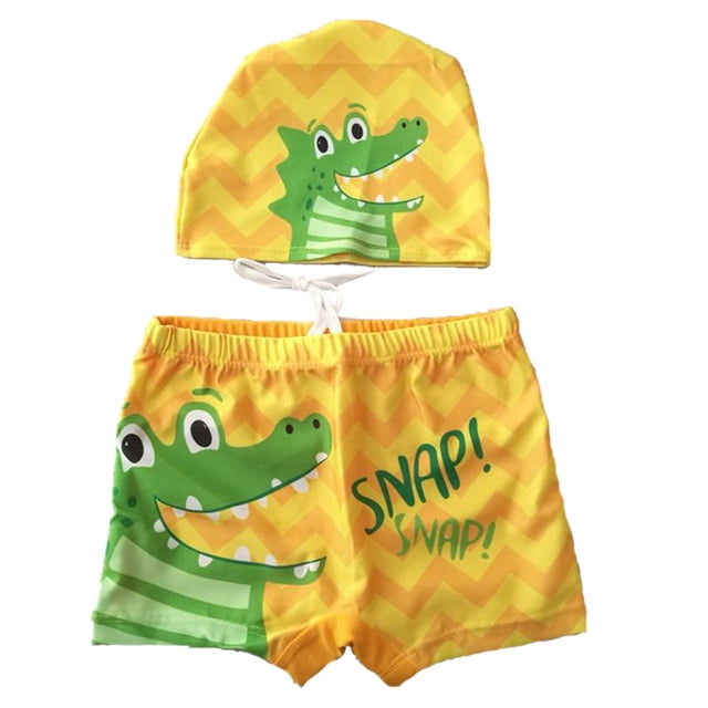Sunnyoo Toddler Boys Swim Trunks Cartoon Quick Drying Swimming Shorts & Cap
