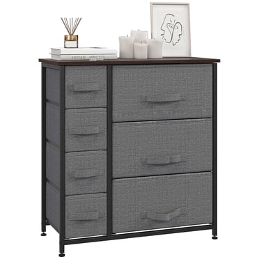 HOMCOM Commode pour Chambre avec 7 Tiroirs, Commode en Tissu, Gris Foncé