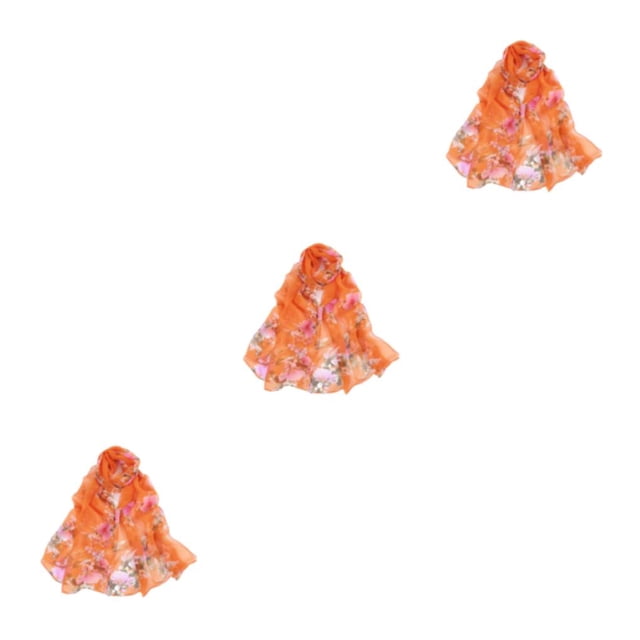 Baohd Cloth Flower Scarf Soft And Breathable Summer Accessory For Elegant And Fashionable Looks Wide orange 3Set