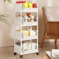 thumbnail image 2 of 4 Tier Rolling Cart, Storage Cart Bathroom Storage Carts with Wheels,3 Tier Rolling Utility Cart Organizer for Bathroom, Kitchen, Snack, Craft, Makeup, 2 of 7