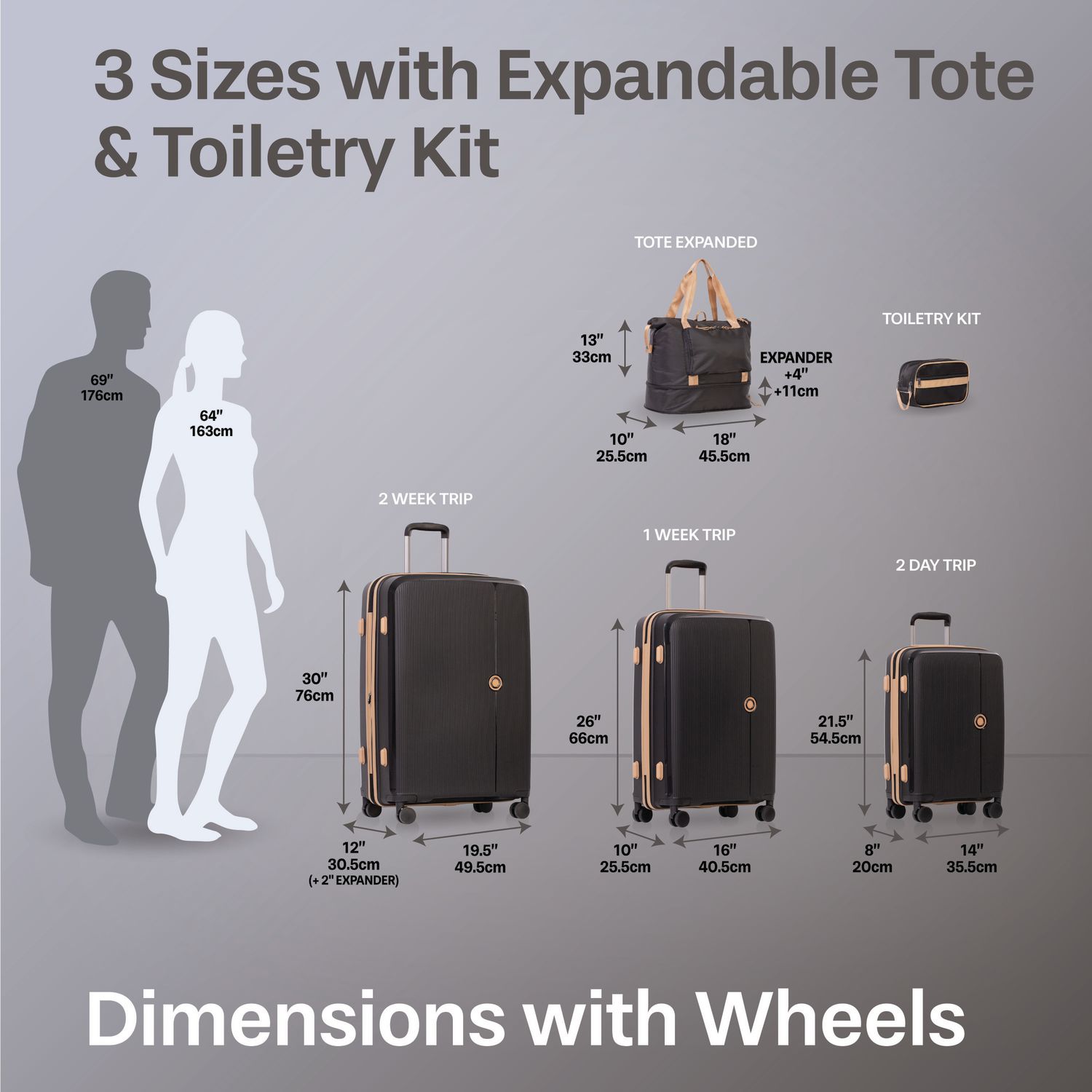 Ensemble de 5 Pièces Valises Rigides: Valise de 28 po, Valise de 24 po, Valise de Cabine de 20 po, Trousse de Toilette et Sac Extensible