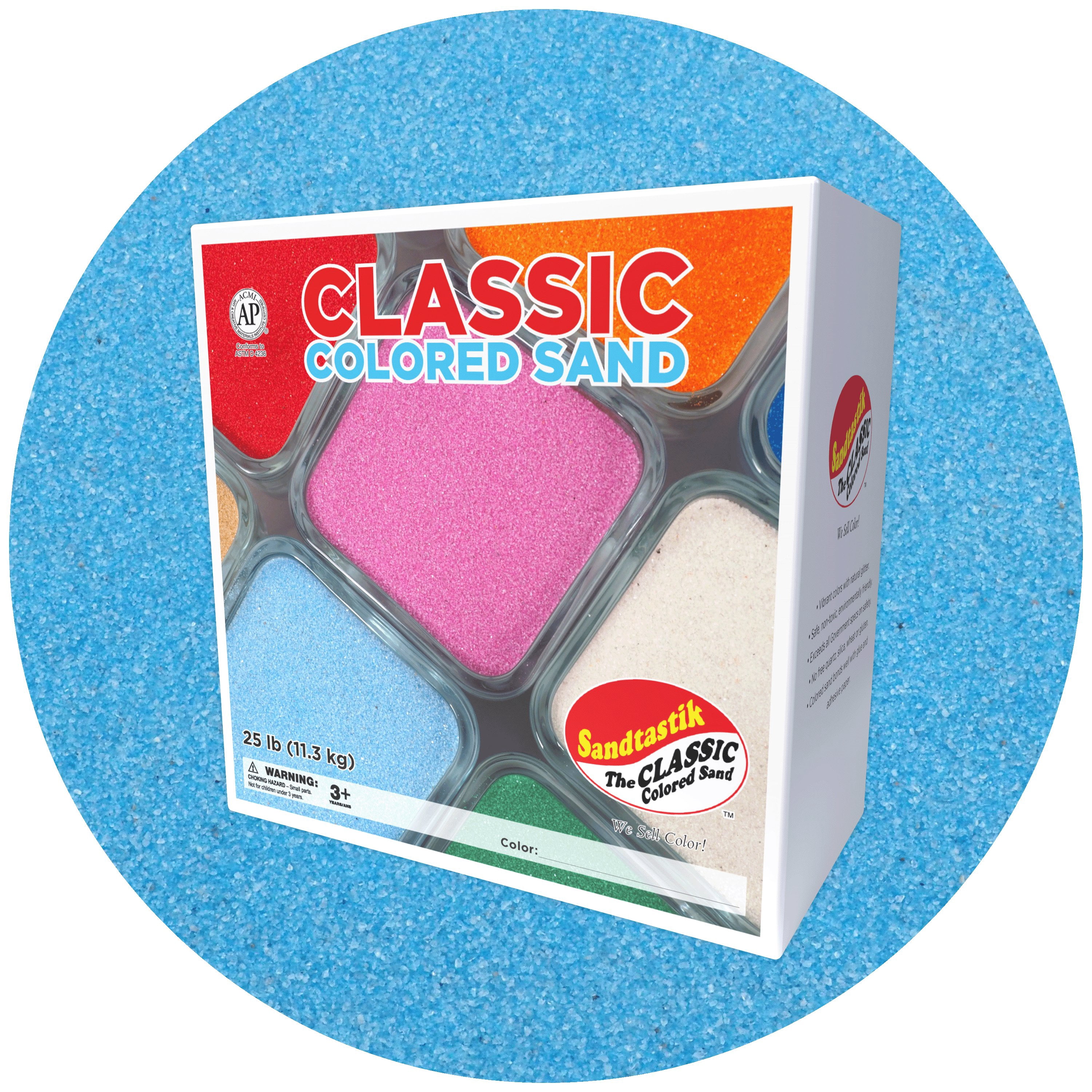 Sandtastik Classic Colored Sand, Light Blue, 25 lb (11.3 kg) | Clean & Child-Safe
