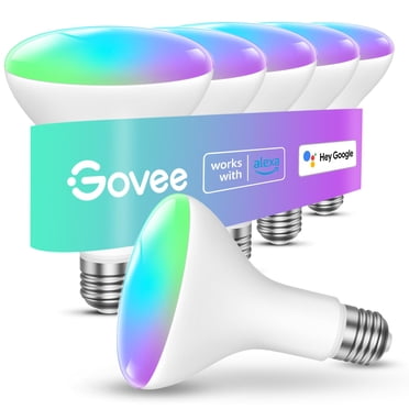 Govee Ampoules Intelligentes, 1200 Lumens Ampoules BR30 à Intensité Réglable, Ampoules à Changement de Couleur RGBWW, Ampoules DEL Wi-Fi et Bluetooth, 16 Millions de Couleurs, Synchronisation Musicale, Compatible avec Alexa, g