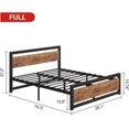 thumbnail image 1 of Bingirl Full Size Industrial Bed Platform with Headboard, Easy to Assemble, Retro Brown Mattress Frame without Box Spring, 1 of 6