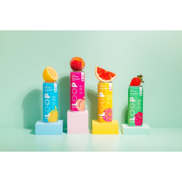 LOOP Mission Sparkling Iced Tea, Low Calorie, Peach Black Tea