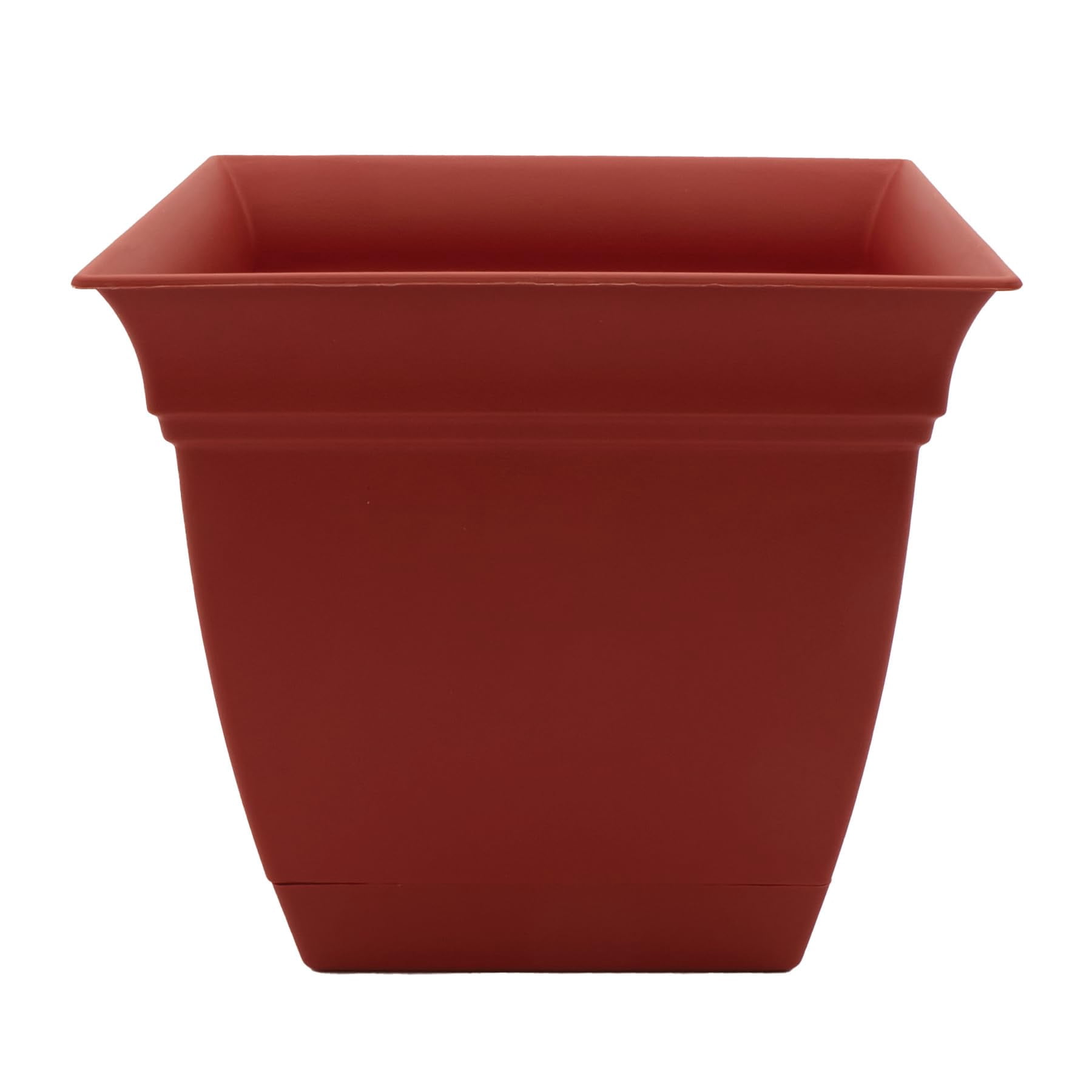 The HC Companies 10 Inch Eclipse Square Planter with Saucer - Indoor Outdoor Plant Pot for Flowers, Vegetables, and Herbs, Clay