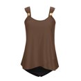 thumbnail image 4 of Flowy Ruffle Tankini Swimsuits for Women Beach Summer 2 Piece High Waist Bathing Suits Pool Modest Swimwear Brown, XL, 4 of 7