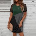 thumbnail image 4 of Robe d'Été pour Femmes 2024 Mode Grande Taille Loisirs Dentelle Manches Courtes Col Rond Couleurs Contrastées Robes 50 % de Réduction Liquidation!, 4 of 6