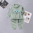 thumbnail image 1 of Pyjama à Manches Longues Costume Confort Col Rond Motif Dessin Animé Vêtements de Nuit pour Filles Vert 3Y-4Y, 1 of 1