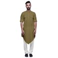 thumbnail image 3 of Atasi Kurta Asymétrique Chemise Décontractée Boutonnée Coton Kurta Décontractée Homme, 3 of 5