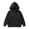 thumbnail image 1 of WEIYLL Hoodies for Boys Pullover Solid Color Long Sleeve With Pocket Black Fall Tops for 3-4 Years, 1 of 4