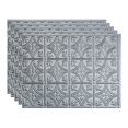 thumbnail image 1 of FASÃ„DE Traditional Style/Pattern 1 Decorative Vinyl 18in x 24in Backsplash Panel in Argent Silver (5 Pack), 1 of 15