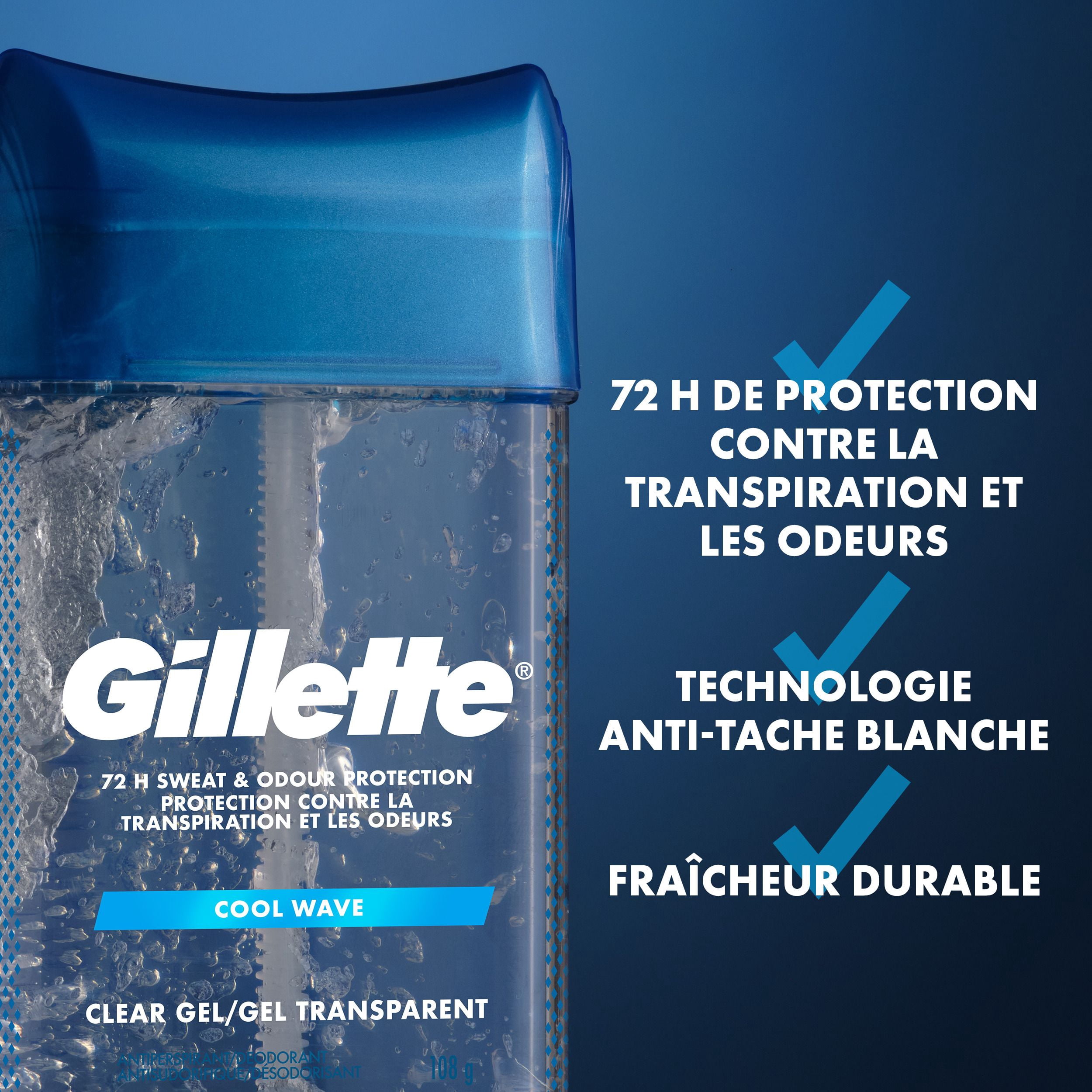 Gillette Antisudorifique en Gel Transparent et Déodorant pour Hommes Parfum Cool Wave