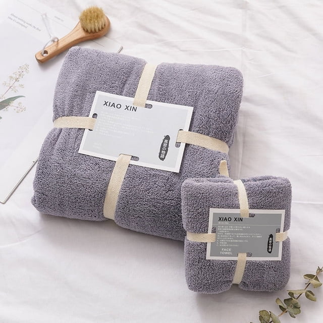 TopLLC Cotton 2 In 1 Bath Towel And Face Towel Soft-Bath Towels Set OF