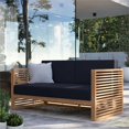 thumbnail image 4 of Modway Carlsbad Causeuse de Patio Moderne en Teck/tissu, Bleu Marine/naturel, 4 of 10