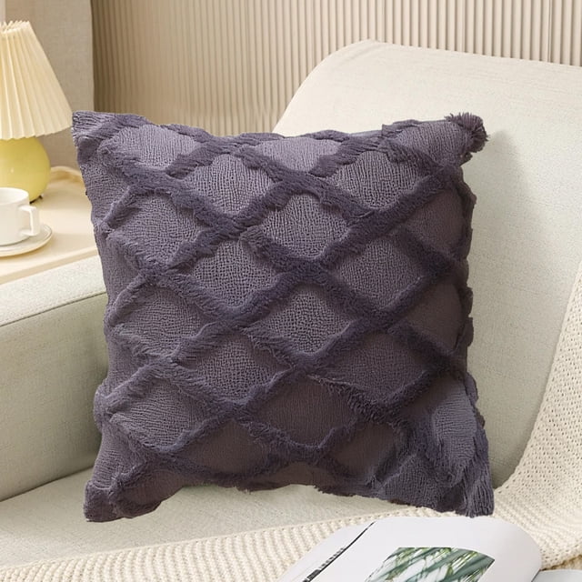 TACILIP Pillow Covers, Scandinavia-Style Fluff Long Striped Pillowcase Geometric Winter Cushion Cover Sofa Backrest Cover
