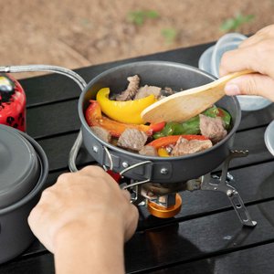 Ifundom 1 Ensemble de cuisson de randonnée Ensemble d'alliage d'aluminium rond pour les passionnés de plein air