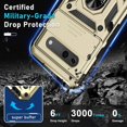thumbnail image 5 of KOMI Compatible with Google Pixel 7a Case Built in Slide Camera Lens Cover+Screen Protector+Finger Ring Holder Kickstand,Heavy Duty Shockproof Full Body Protective Phone Cover,2023 Gold, 5 of 5