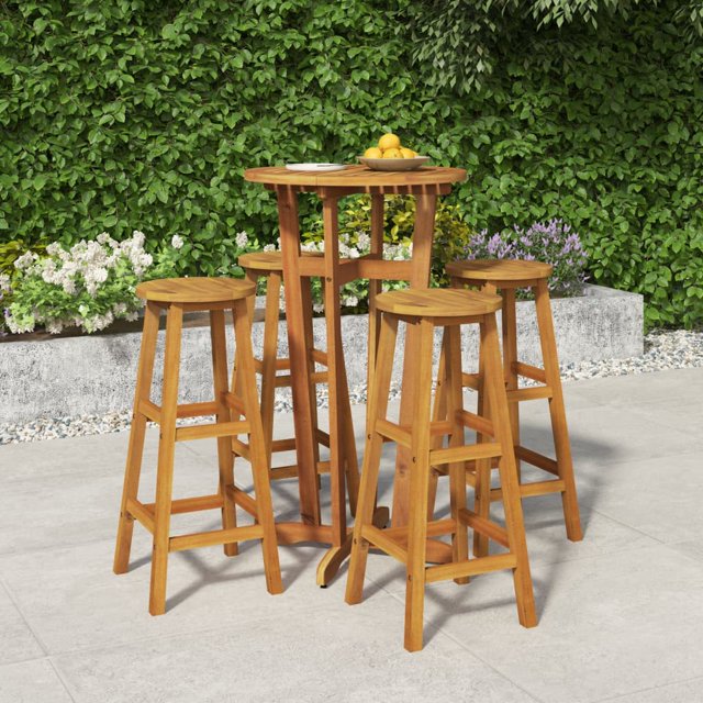 vidaXL 5 Piece Garden Bar Set Solid Wood Acacia