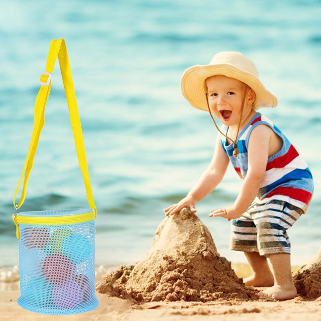 WIFKLSIIPG Colorful Mesh Beach Bags Portable Foldable Sea Bag with Adjustable Carrying Straps Toy Storage Bag Beach Bags