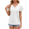thumbnail image 1 of AherBiu Summer Tops for Women V Neck Cap Sleeve Comfy Ruched Casual Loose Solid Color Shirts Blouse, 1 of 7