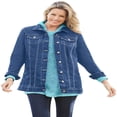 thumbnail image 1 of Woman Within Plus Size Long Stretch Denim Jacket Oversized Jean Jacket - 22 W  Indigo, 1 of 6