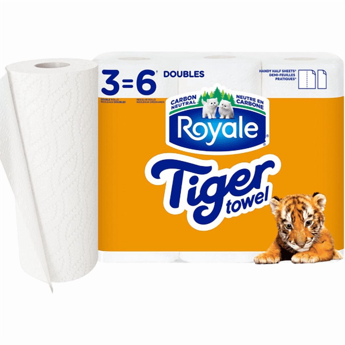 Tiger Strong Paper Towel, 3 Equal 6 Rolls, 98 Sheets per Roll