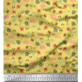 thumbnail image 1 of Soimoi Yellow Silk Fabric Honey Bee & Bettle Bee Insects Print Sewing Fabric BTY 42 Inch Wide, 1 of 1