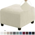 thumbnail image 1 of LNGOOR 3 Sizes Square Jacquard Durable Customized Stretch Footrest Ottoman Cover Folding Storage Stool Furniture Protector Slipcover (Light Grey S), 1 of 7
