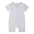 thumbnail image 1 of MIASHUI Baby Short Sleeve Rompers Girls Boys Zipper Jumpsuit Pajamas,Grey,3-6 Months, 1 of 2