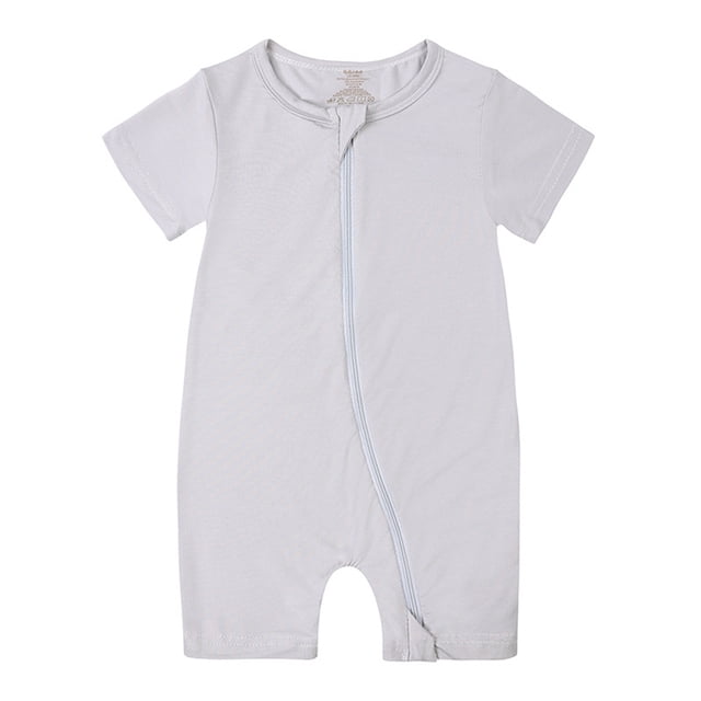 MIASHUI Baby Short Sleeve Rompers Girls Boys Zipper Jumpsuit Pajamas,Grey,3-6 Months
