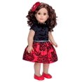 thumbnail image 1 of - Esprit de Vacances - Ensemble 3 Pcs - Robe de Fête Taffetas Rouge avec Chaussures Rouges et Bandeau - Vêtements pour Poupée de 18 Pouces (Poupée Non Incluse), 1 of 5