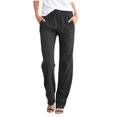 thumbnail image 1 of Women Pants Casual Yoga Straight Leg Comfy Drawstring Lounge Running Long Active Sweat Plus Size Cargo Trousers, 1 of 3