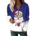 thumbnail image 1 of Innerwin Chandail de Noël pour Femmes, Hauts de Noël, Col en V, Décontracté, Bleu Foncé m, 1 of 2