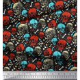 thumbnail image 3 of Soimoi Poly Georgette Fabric Bone,Floral & Skull Halloween Print Fabric by Yard 52 Inch Wide, 3 of 3