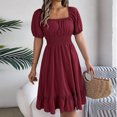 thumbnail image 4 of HomeGardon Liquidation de Robes d'Été! Robes pour Femmes 2025, Robe d'Été Décontractée pour Femme à Manches Courtes, Taille Cintrée, Couleur Unie, P-TG, 4 of 9