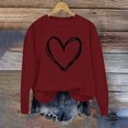 thumbnail image 3 of BLVB Chandail à Col Rond pour Femmes, Imprimé de Cœur, Manches Longues, Mignon, Coupe Ample, Léger, Hauts d'Automne, Cadeaux de la Saint-Valentin, 3 of 5