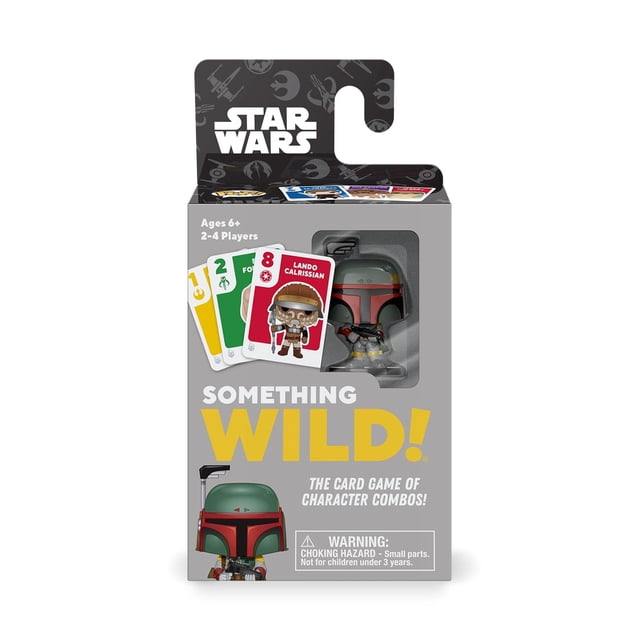 Funko Games SOMETHING WILD! STAR WARS CLASSIC – Boîte Face à BOBA FETT avec Illustration de BOBA FETT, Cartes de Personnages Visibles Numérotées et Colorées et Figurine de Poche Pop! Incluse sur Fond Neutre; 2 à 4 Joueurs, Jeu de Cartes de 15 Minutes pour 6 Ans et Plus, Souvent Utilisé comme Cadeau de Fête Ou Article de Sac-Poubelle.