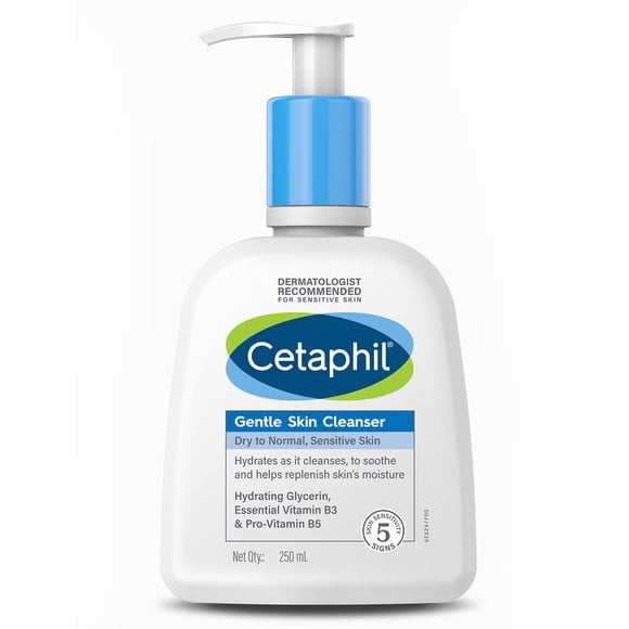 Cetaphil Nettoyant pour le Visage Cetaphil, Nettoyant Doux pour Peau Sèche à Normale, Peau Sensible - 250 ml