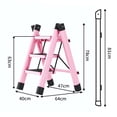 thumbnail image 2 of Step Ladder Folding 3 Steps Non Slip Waterproof Rustproof Household Handling Equipment Pink, 2 of 5