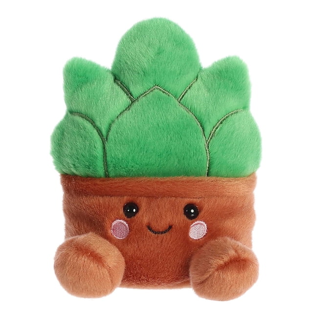 Aurora Palm Pals - Gigi Succulent Jouet en Peluche de 5 Pouces Présentant une Toupie de Succulente Verte Vibrante et Feuillue avec Détails de Ligne de Croissance Cousue, Assise dans un pot Doux à Ton Terre. la Peluche a des Yeux Ronds et Amicaux, un Sourire Joyeux et des Joues Qui Rougissent, Créant une Apparence Charmante et Invitante. Fabriqué avec des Matériaux de Haute Qualité pour un Toucher Doux et Duveteux et Rempli de Granules de Haricot pour la Stabilité, Ce Jouet Convient à Tous les Âges et Parfait pour Se Blottir Ou Collectionner
