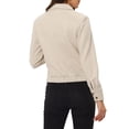 thumbnail image 3 of INSPIRE CHIC Veste en Faux Suède pour Femme à Col Pointu, Boutonnée, Courte, Sablée, Style Moto Biker, L Beige, 3 of 6