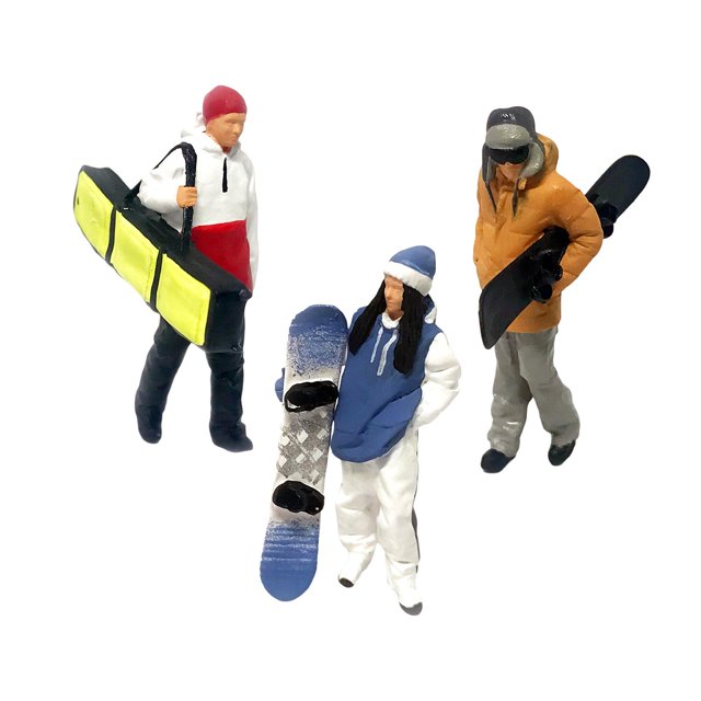 HILABEE 3 Pcs Peint à la Main 1/64 Modèle Miniature Ski Figurines Table Micro Paysage B
