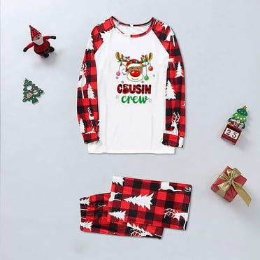 EGNMCR Pyjamas de Noël pour la Famille, Tenue de Nuit Classique à Carreaux pour Noël Tenue Parent-Enfant Parent-Enfant Ensemble de Noël Chaud Imprimé Tenue d'Intérieur Pyjamas Ensemble Deux Pièces pour Enfant Chemisier Femme Pantalon