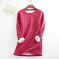 thumbnail image 2 of Kcodviy Hauts d'Automne pour Femmes sous-Manteau en Molleton Actif Col Rond Uni Chandails Amples Femmes Couleur Chaud Manches Longues Chandails à Capuchon Temps Froid Femmes Molleton Duveteux Décontracté Ajusté Chandails à Capuchon de Plage Femmes Ample Shi, 2 of 7