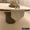 thumbnail image 4 of The HomeCentric Designer Ivory Grey Table Runner 8 - 10 Seater Table Runner (14 x 120 inch), Chevron Weave, Lace, Tassels, Linen fabric Table Linen, Geometric Pattern Modern Style - Eleganza, 4 of 9