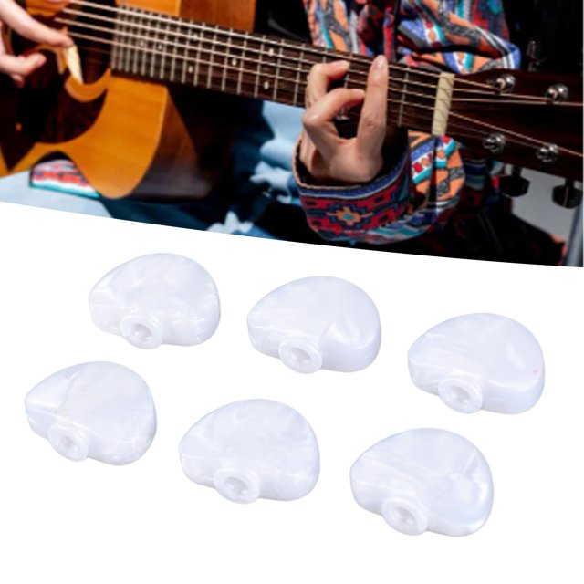 6 Pcs Bouton de Tête de Machine à Guitare, Demi-Rond Remplacement de Peg de Réglage Plastique Premium pour Diverses Guitares