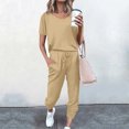 thumbnail image 2 of Yuyuzo Womens Workout Sets 2 Piece Short Sleeve Crew Neck T-Shirts Drawstring Jogger Pants with Pockets, 2 of 5